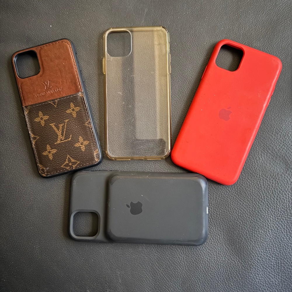 Apple iPhone 11 Pro Max cases (3) and charger case